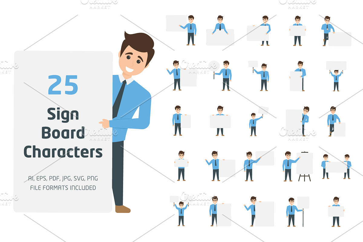 25 Signboard Characters in Icons - product preview 8