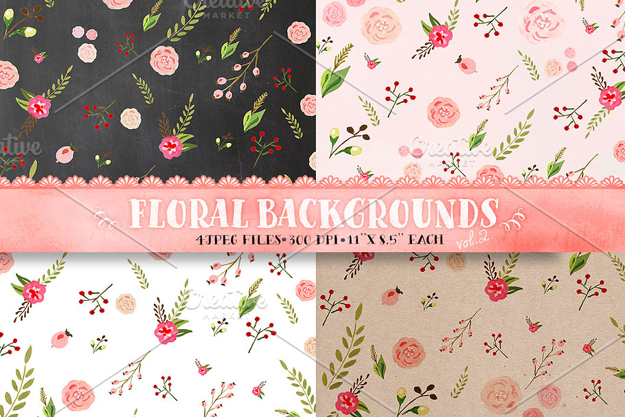 Floral patterns - watercolor paper