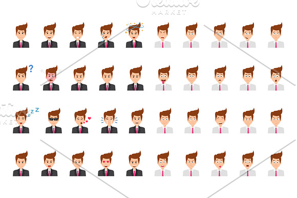Businessman Face Expressions in Icons - product preview 1