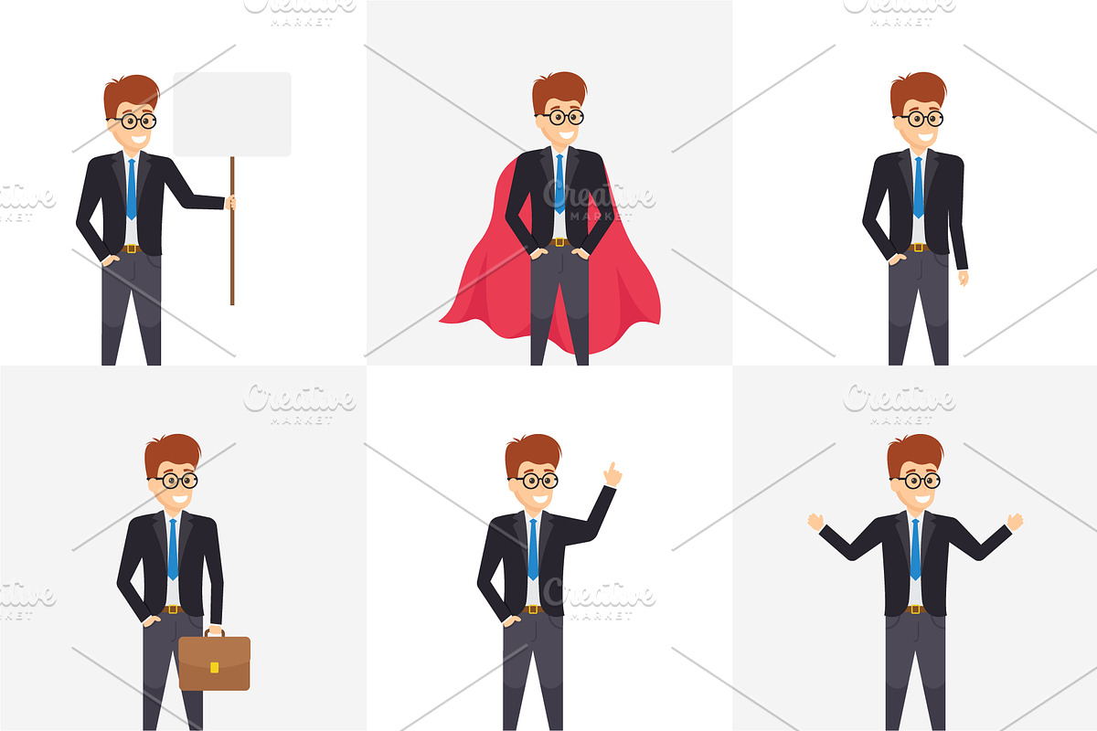 Manager Character In Different Poses in Icons - product preview 8