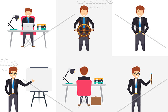 Manager Character In Different Poses in Icons - product preview 1