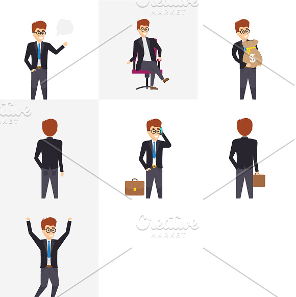 Manager Character In Different Poses in Icons - product preview 3