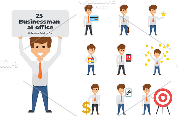 25 Businessman at Office Characters