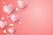 3d hearts on coral color background
