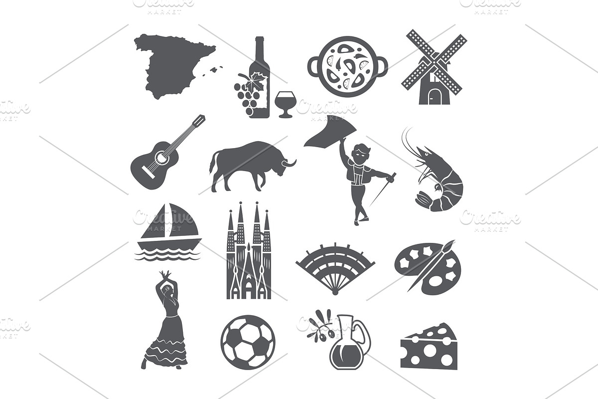 Spain icons set in Illustrations - product preview 8