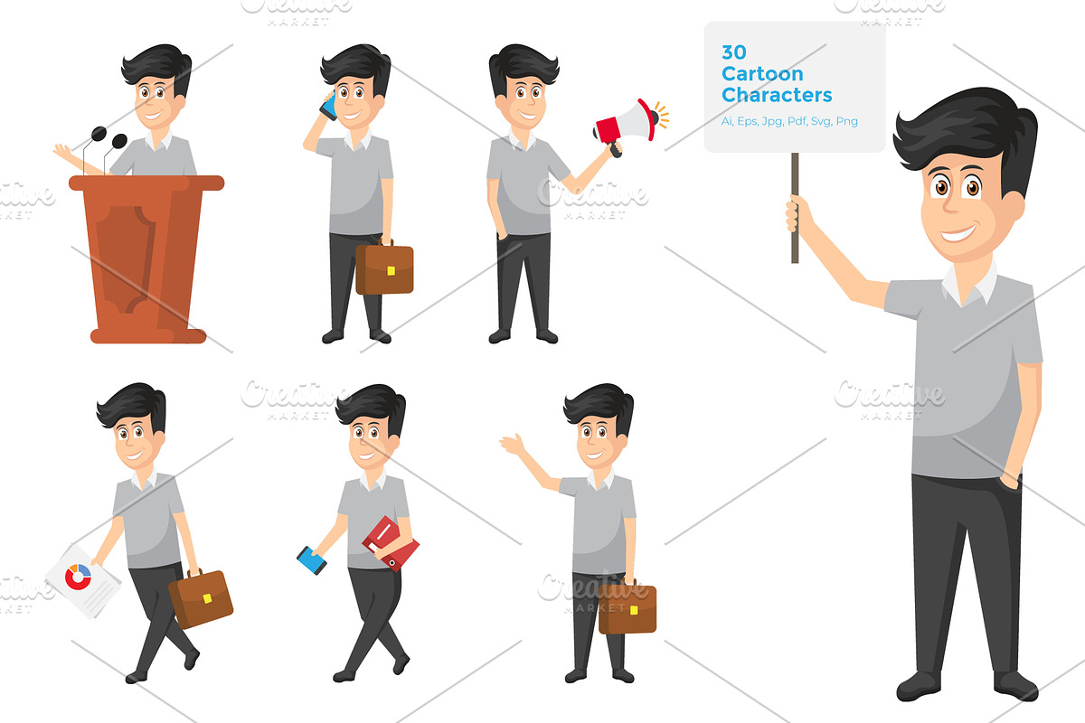 Businessman Character And Activities in Icons - product preview 8