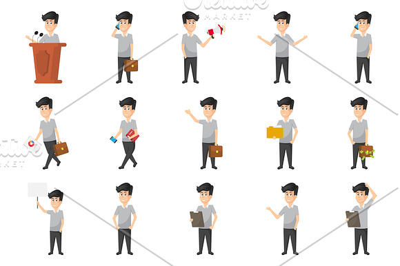 Businessman Character And Activities in Icons - product preview 1