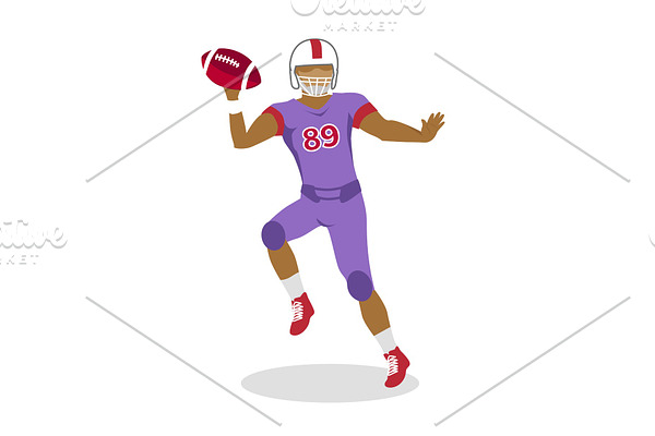 American Football Player in Jumping