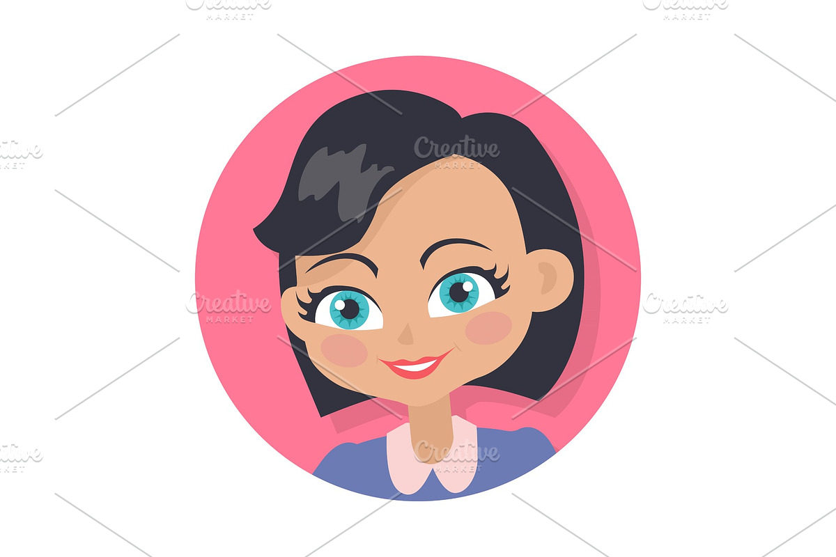 Smiling Girl with Bob Haircut in Illustrations - product preview 8