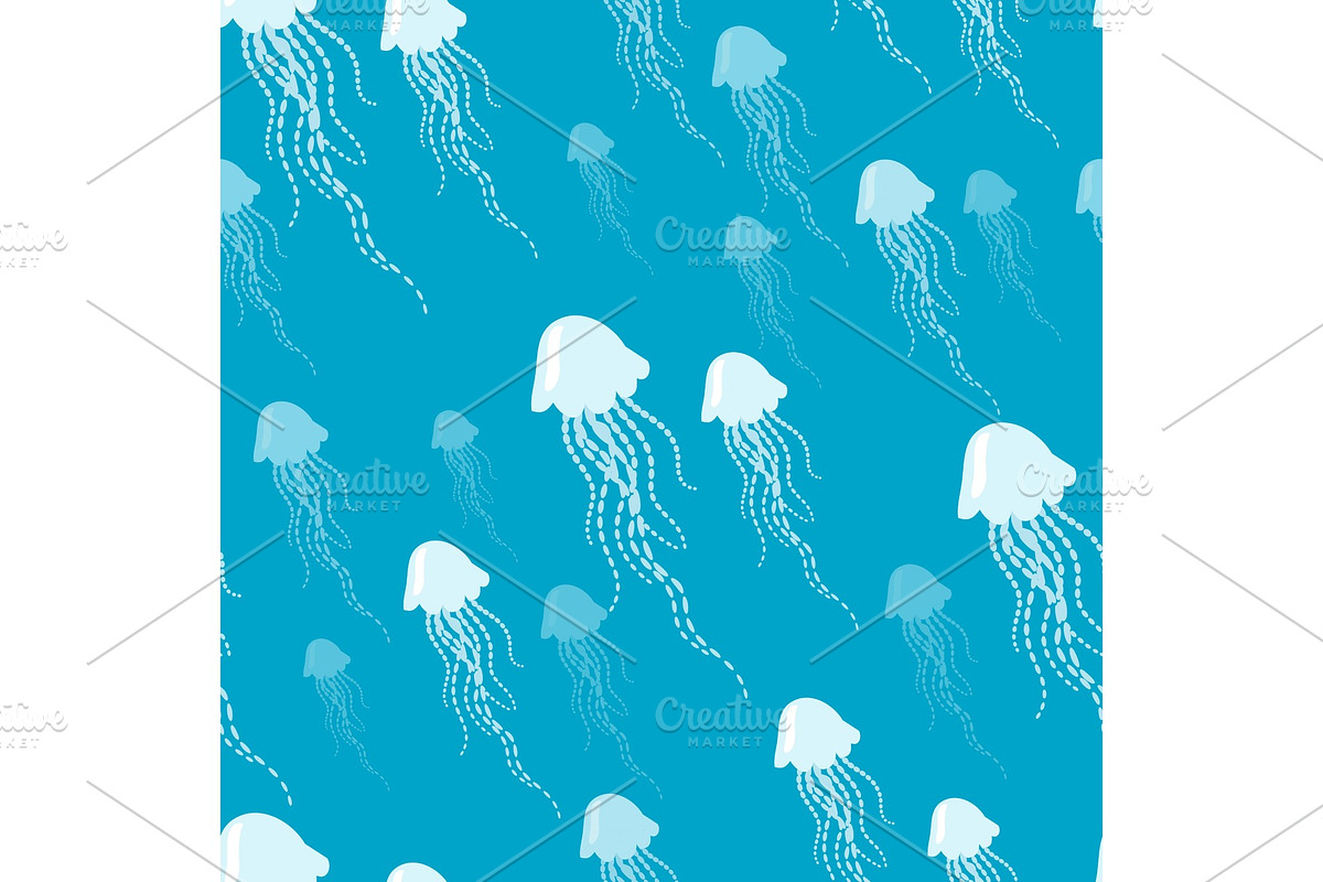 Jellyfish Cartoon Vector Seamless in Illustrations - product preview 8