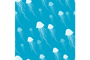 Jellyfish Cartoon Vector Seamless