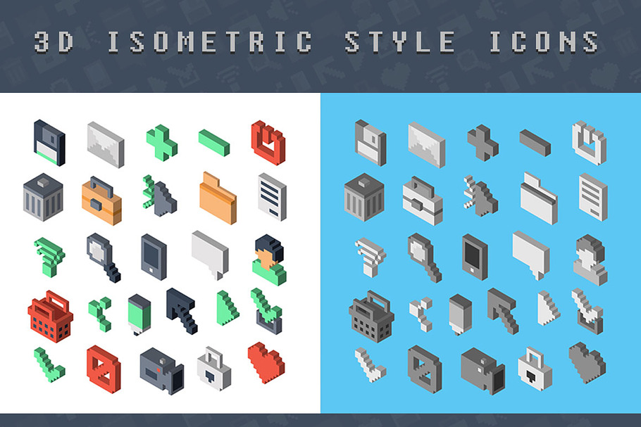 Isometric 3D style icons