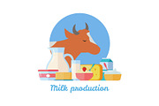 Milk Production Banner. Traditional