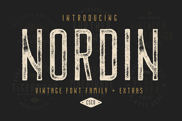 Nordin Vintage Font Family + Extras