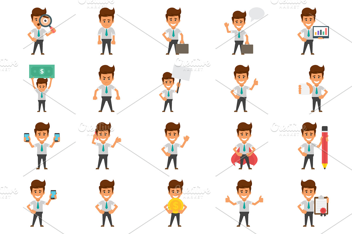 70 Happy Office Workers  in Icons - product preview 8