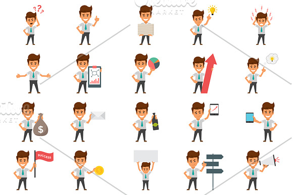 70 Happy Office Workers  in Icons - product preview 1