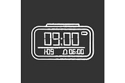 Digital alarm clock chalk icon