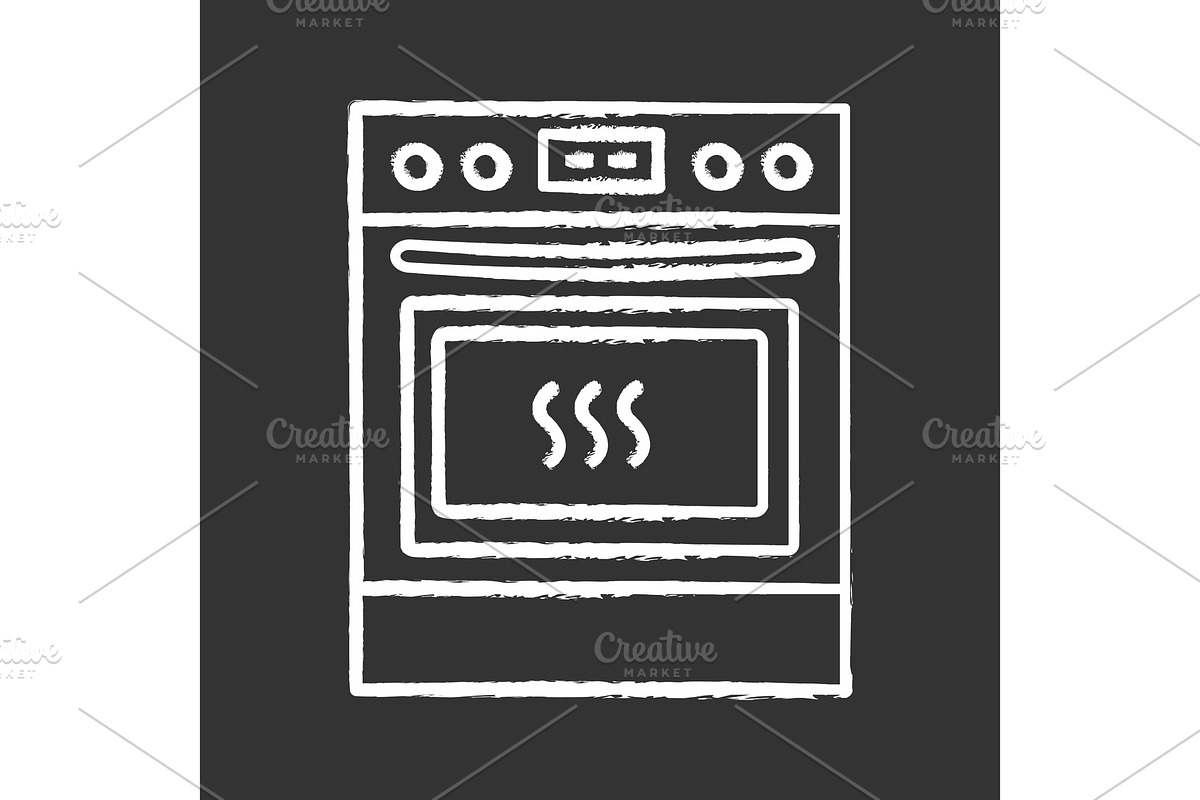 Kitchen stove chalk icon in Icons - product preview 8