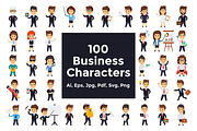 100 Flat Business Characters Vector 