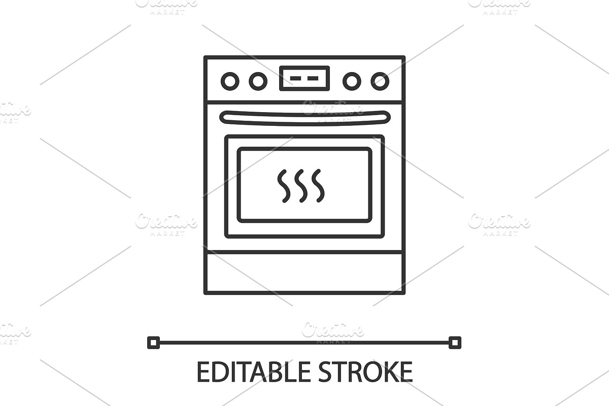 Kitchen stove linear icon in Icons - product preview 8