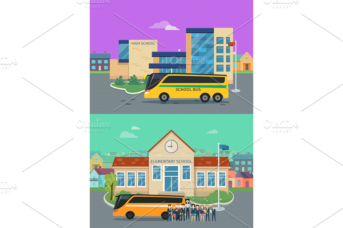 Elementary and High School Flat in Illustrations - product preview 8