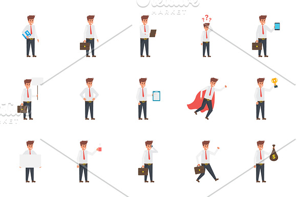30 Businessman Working Character in Icons - product preview 1