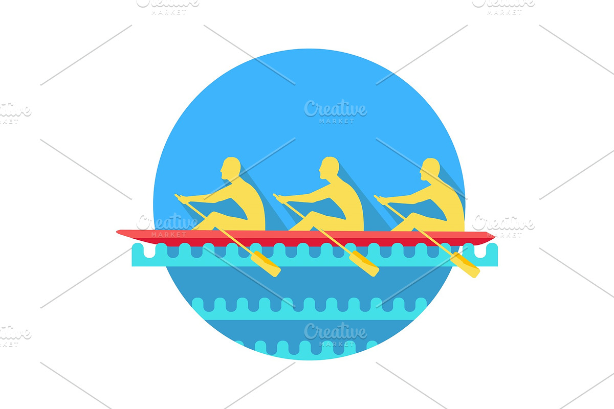 Sports Rowing on Canoe Flat Style in Illustrations - product preview 8