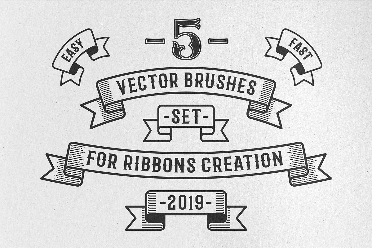 Vintage Ribbon Vector Brushes in Add-Ons - product preview 8