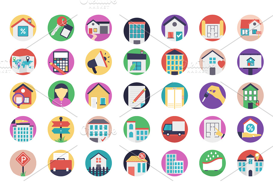 105 Flat Real Estate Icons in Icons - product preview 8