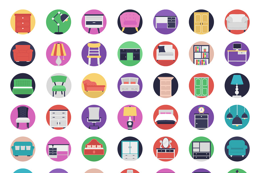 112 Flat Furniture Vector Icons in Icons - product preview 8