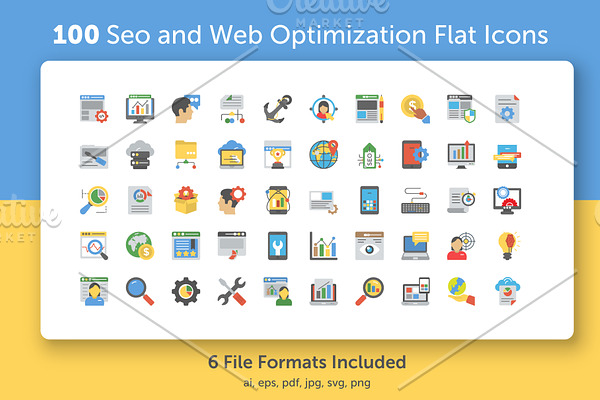 Flat SEO and Web Optimization Icons