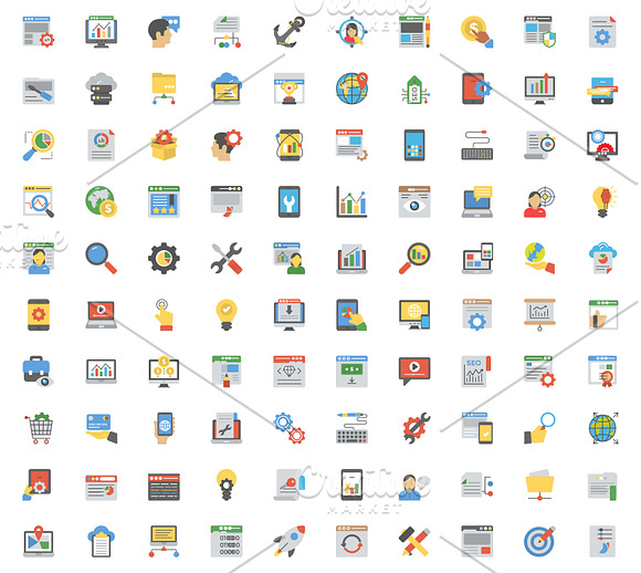 Flat SEO and Web Optimization Icons in Icons - product preview 1