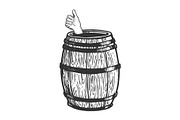 Thumb up in wine barrel engraving