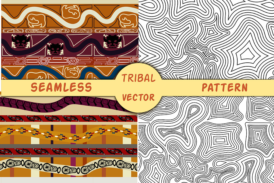Set ethnic seamless texture vector in Patterns - product preview 8