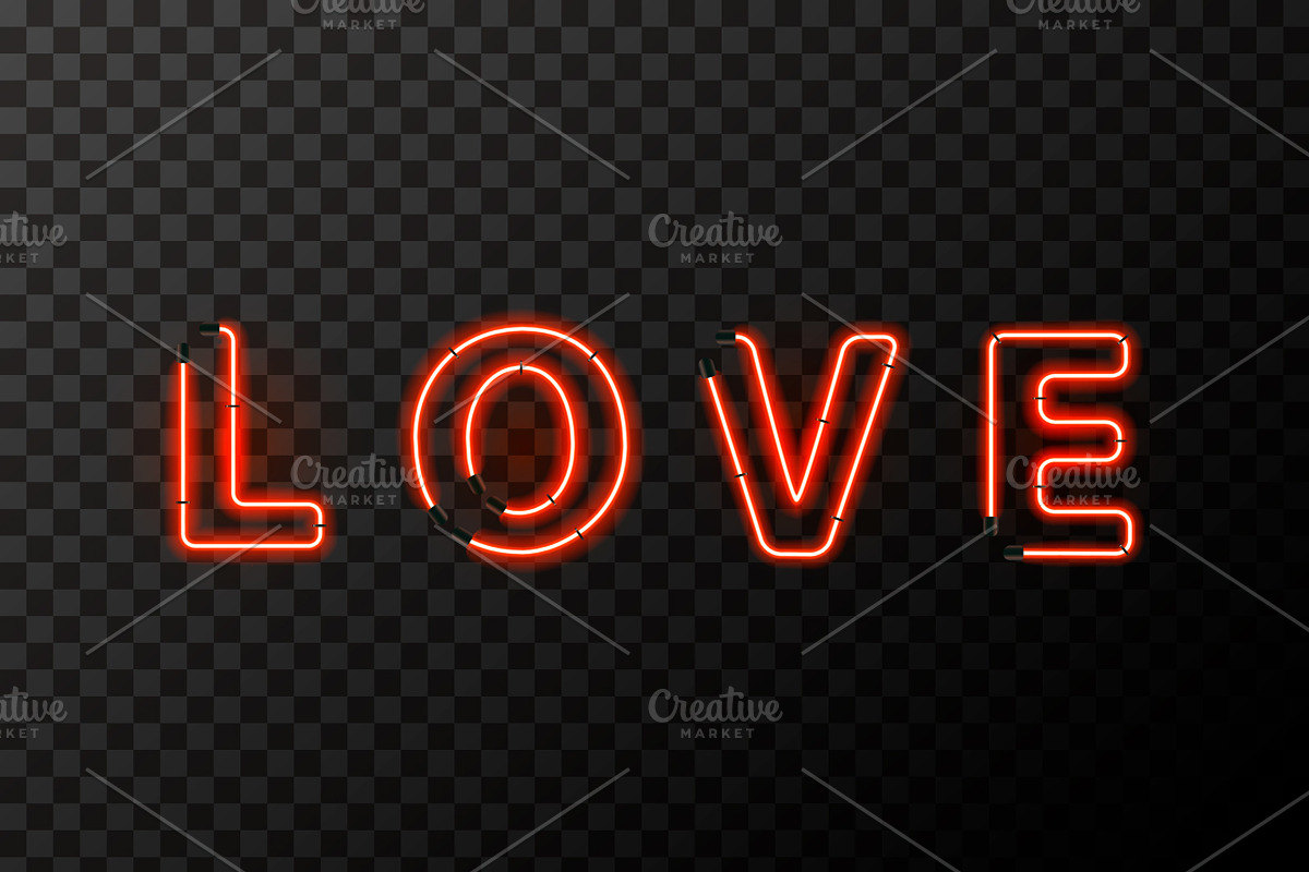 LOVE word made up from red neon in Objects - product preview 8