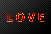 LOVE word made up from red neon