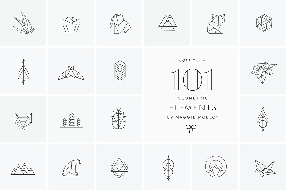 101 Geometric Logo Elements EPS PSD