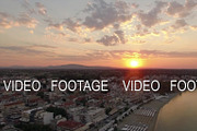 Aerial panorama of resort town and