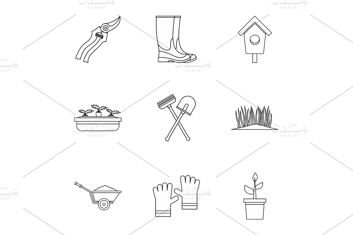 Farm icons set, outline style in Illustrations - product preview 8