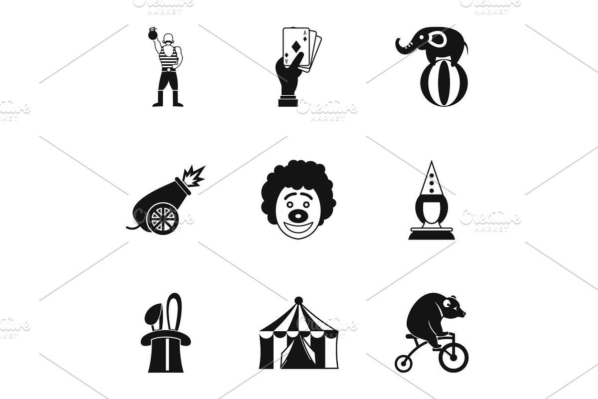 Concert in circus icons set, simple in Objects - product preview 8