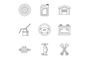 Car repairs icons set, outline style