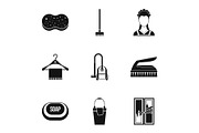 Sanitary day icons set, simple style