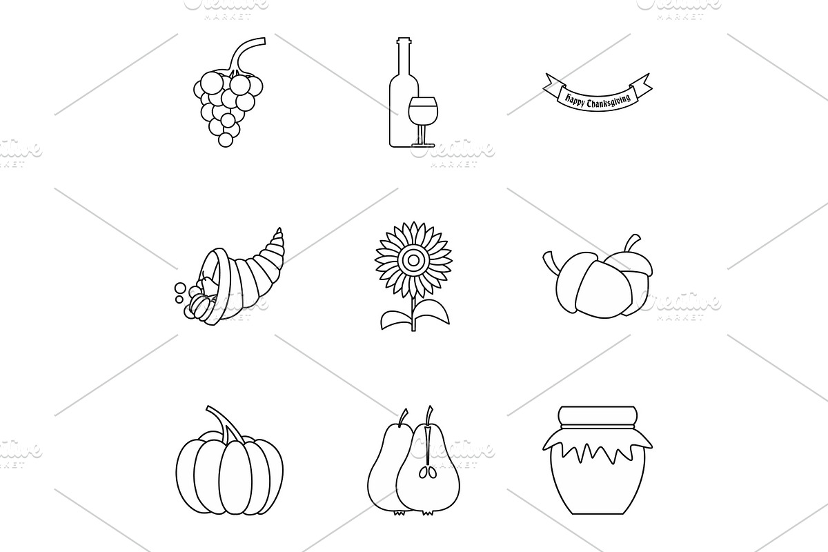 Autumn festival icons set, outline in Objects - product preview 8
