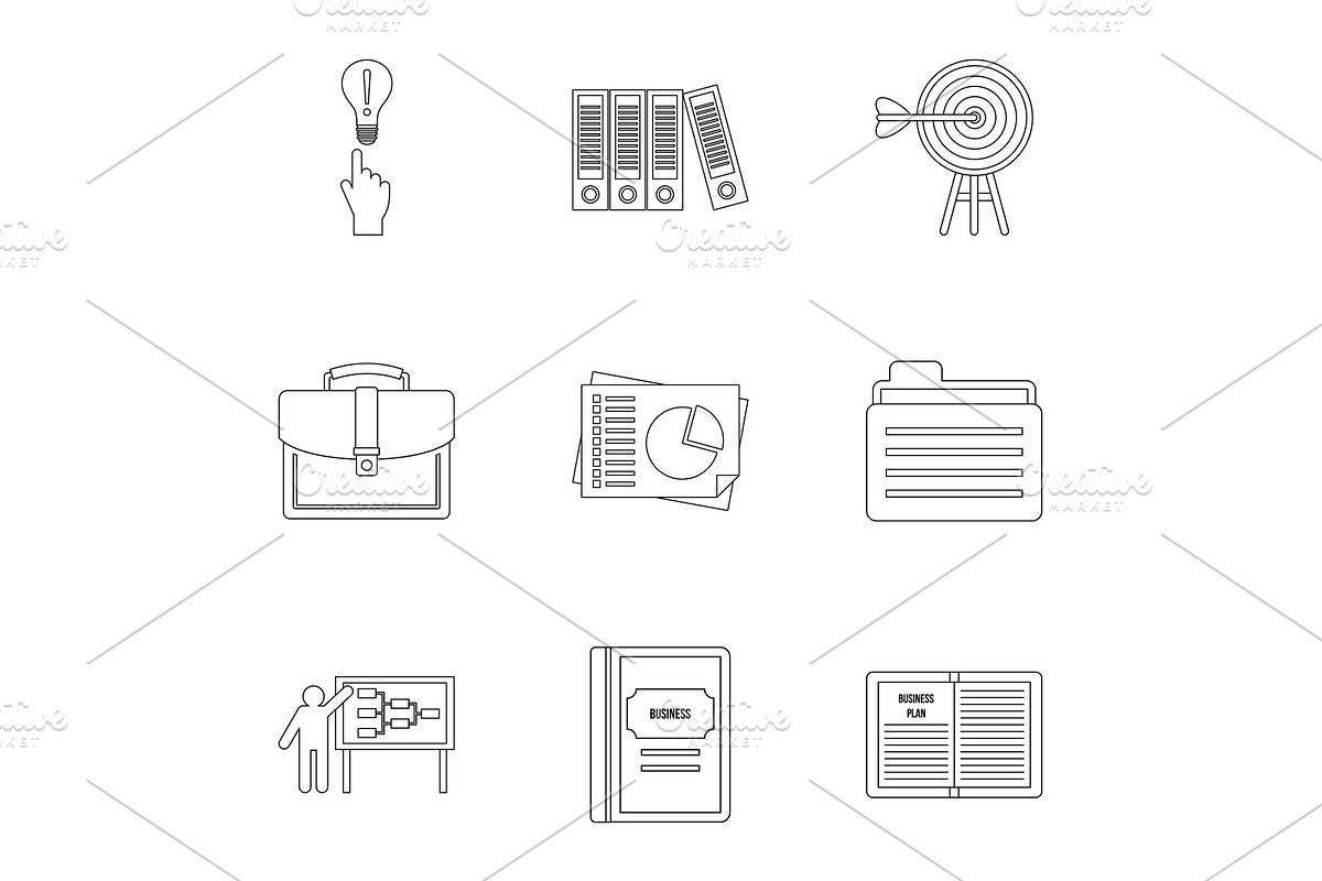 Company icons set, outline style in Illustrations - product preview 8