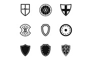 Military shield icons set, simple