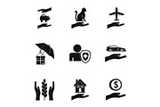 Protection icons set, simple style