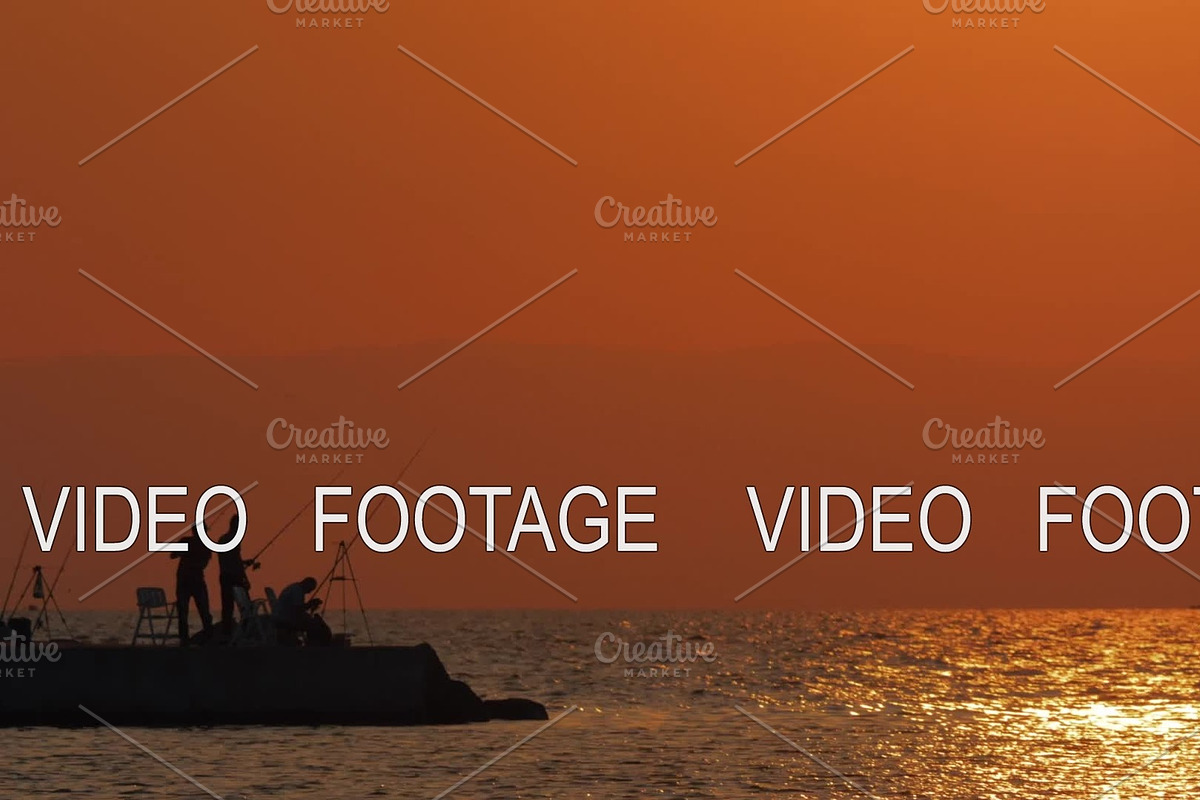 Evening scene of sea and fishermen in Graphics - product preview 8
