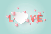 Love with hearts with copy space