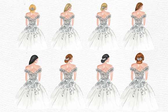 Bride and Bridesmaids clipart in Illustrations - product preview 1