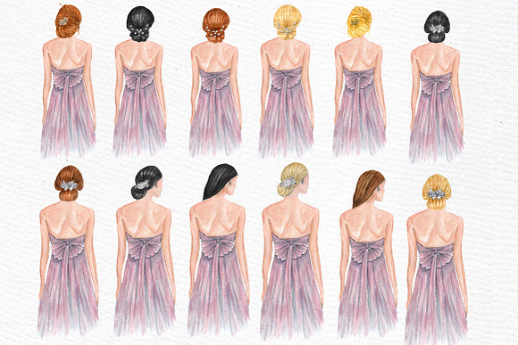 Bride and Bridesmaids clipart in Illustrations - product preview 3